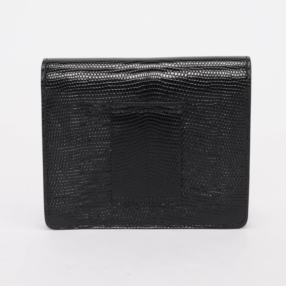 Hermes Noir Shiny Lizard Roulis Slim Wallet