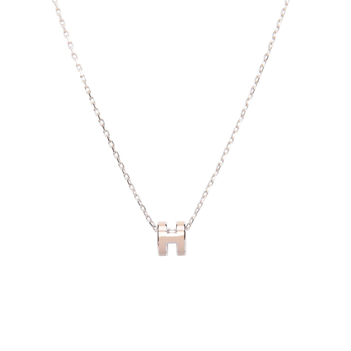 Hermes Marron Glace Palladium Mini Pop H Necklace