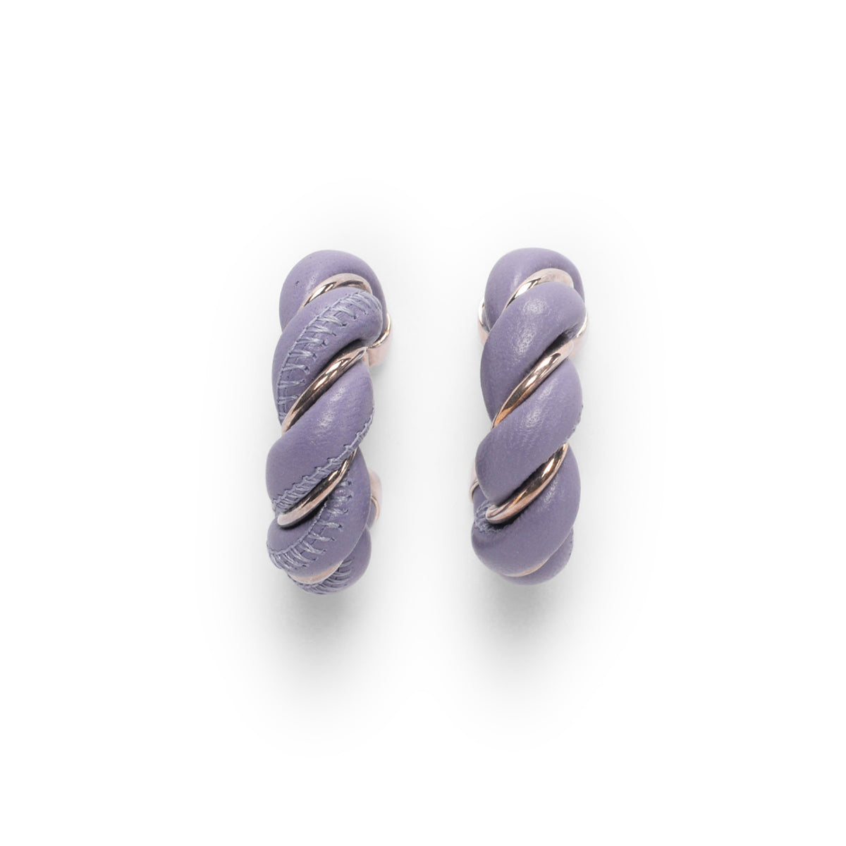 Bottega Veneta Lavender Leather & Silver Twist Earrings