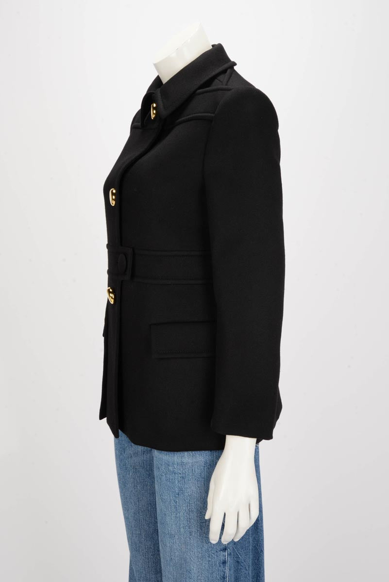 Prada Black Wool Short Coat IT 40