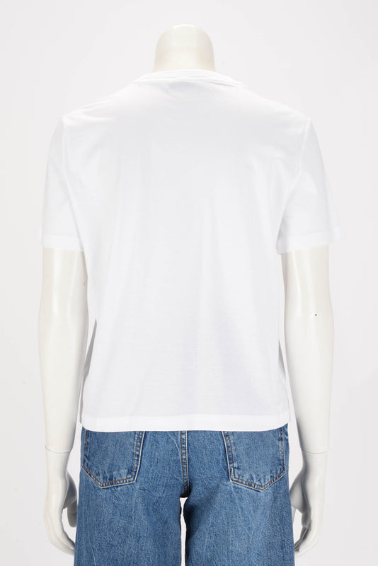 Prada White Cotton Jersey Logo T-Shirt M - Blue Spinach