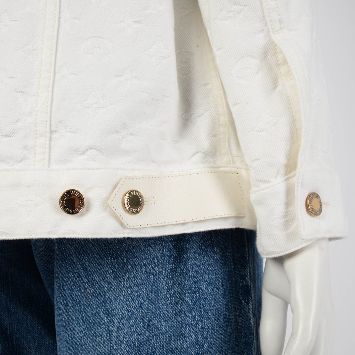 Louis Vuitton White Monogram Denim Oversized Jacket FR 36