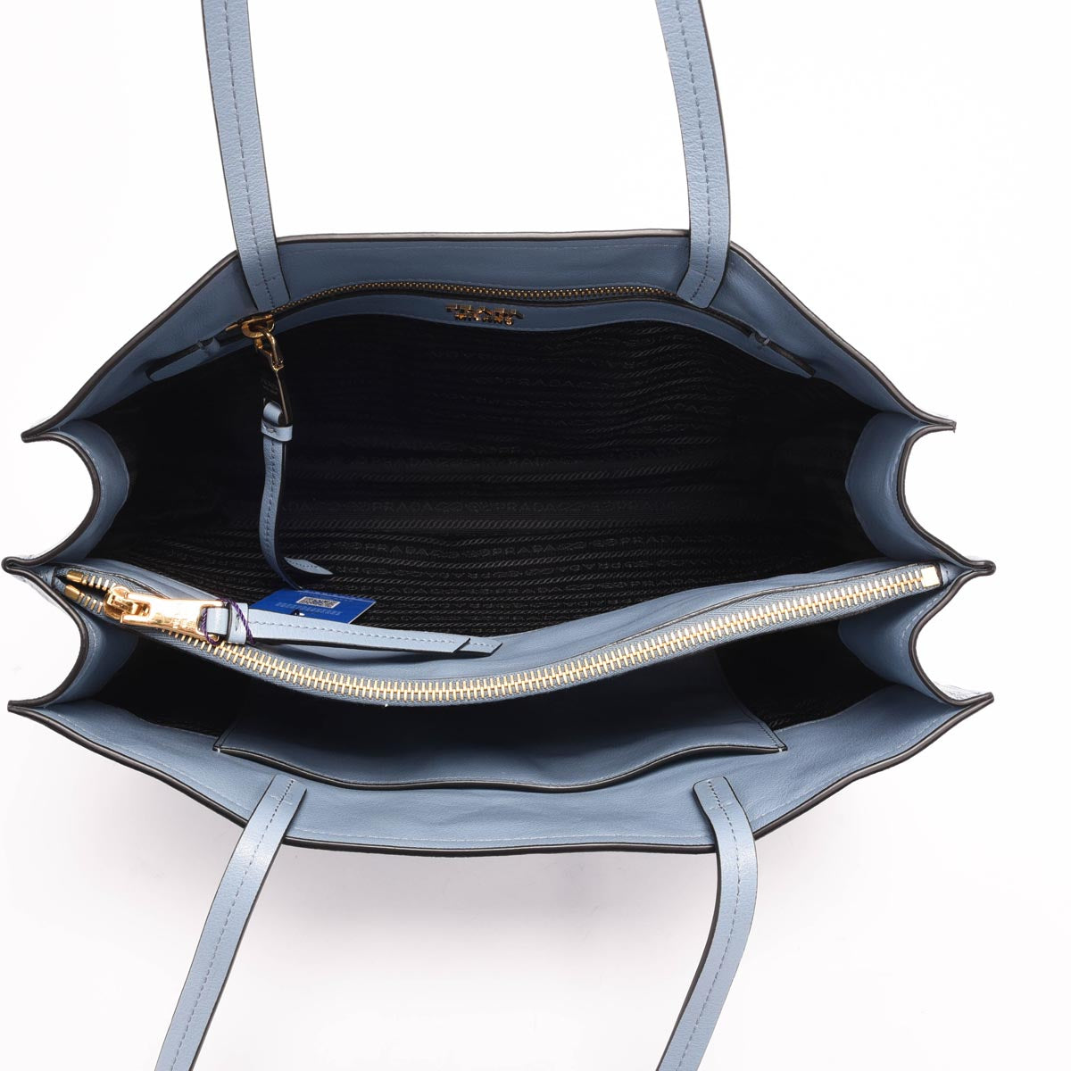 Prada Astrale Blue Glace Calf Shopping Tote