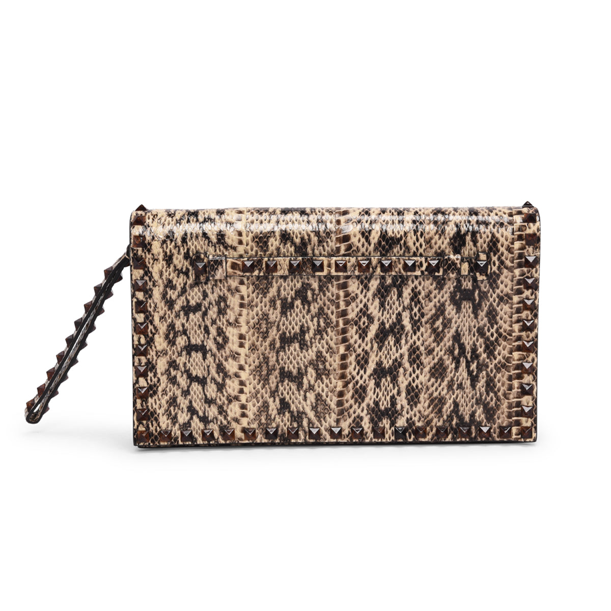 Valentino Beige Elaphe Rockstud Clutch