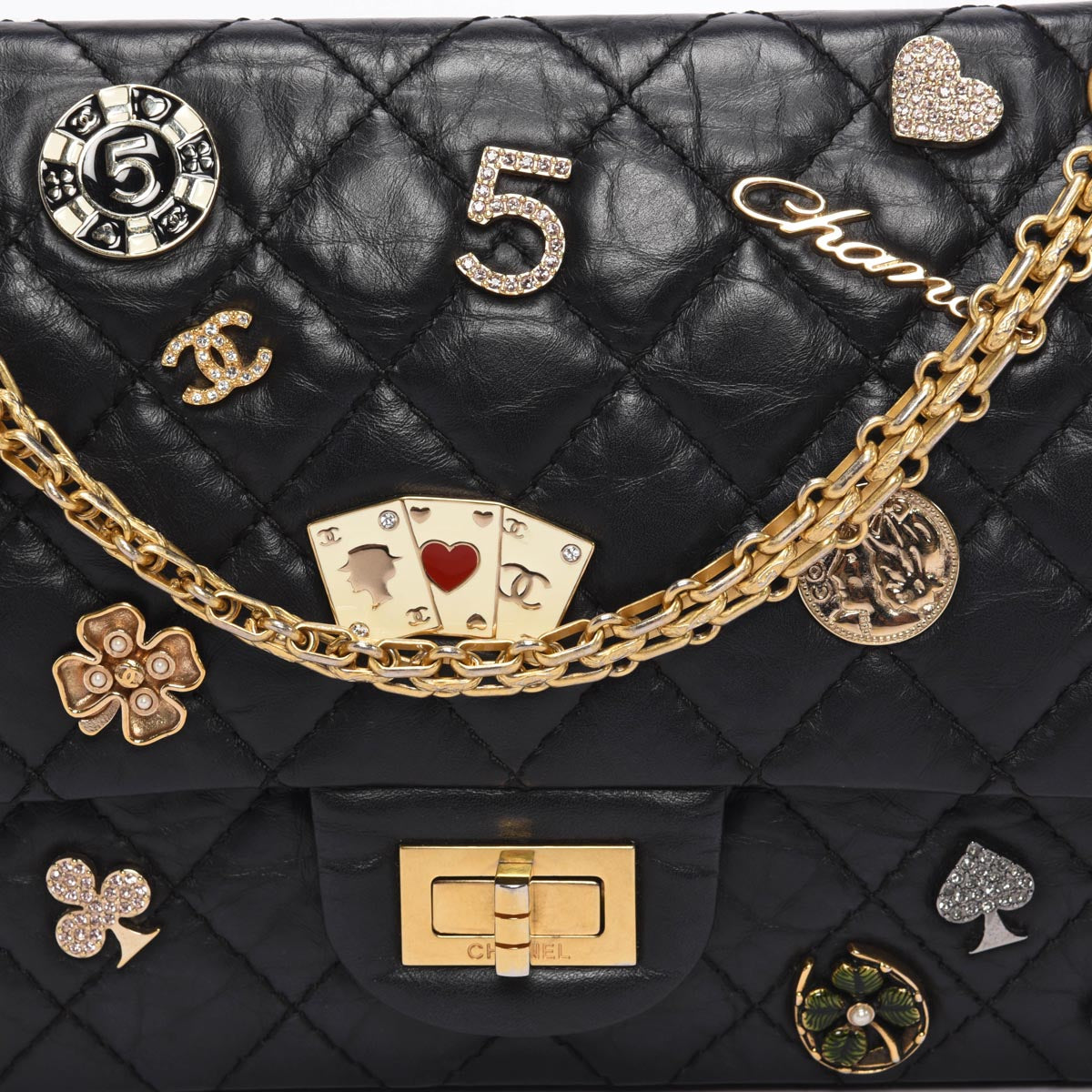 Chanel Black Quilted Calfskin Casino Lucky Charms Re-Issue Flap Bag