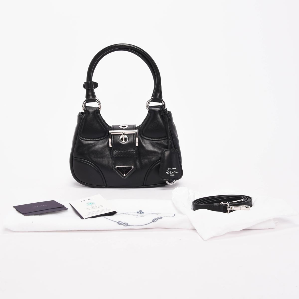 Prada Black Nappa Soft Moon Mini Bag