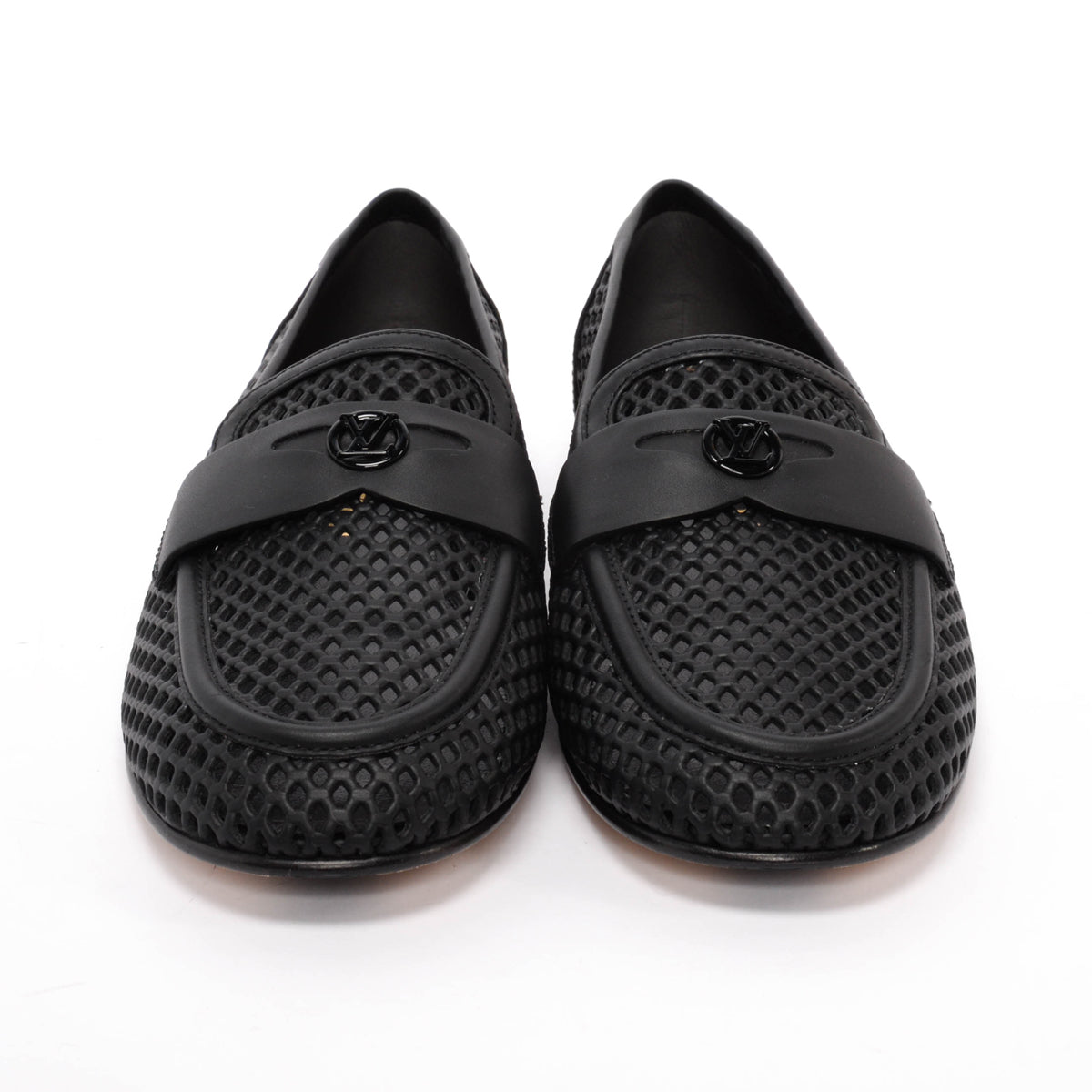 Louis Vuitton Black Perforated Calfskin Soho Flat Loafers 39