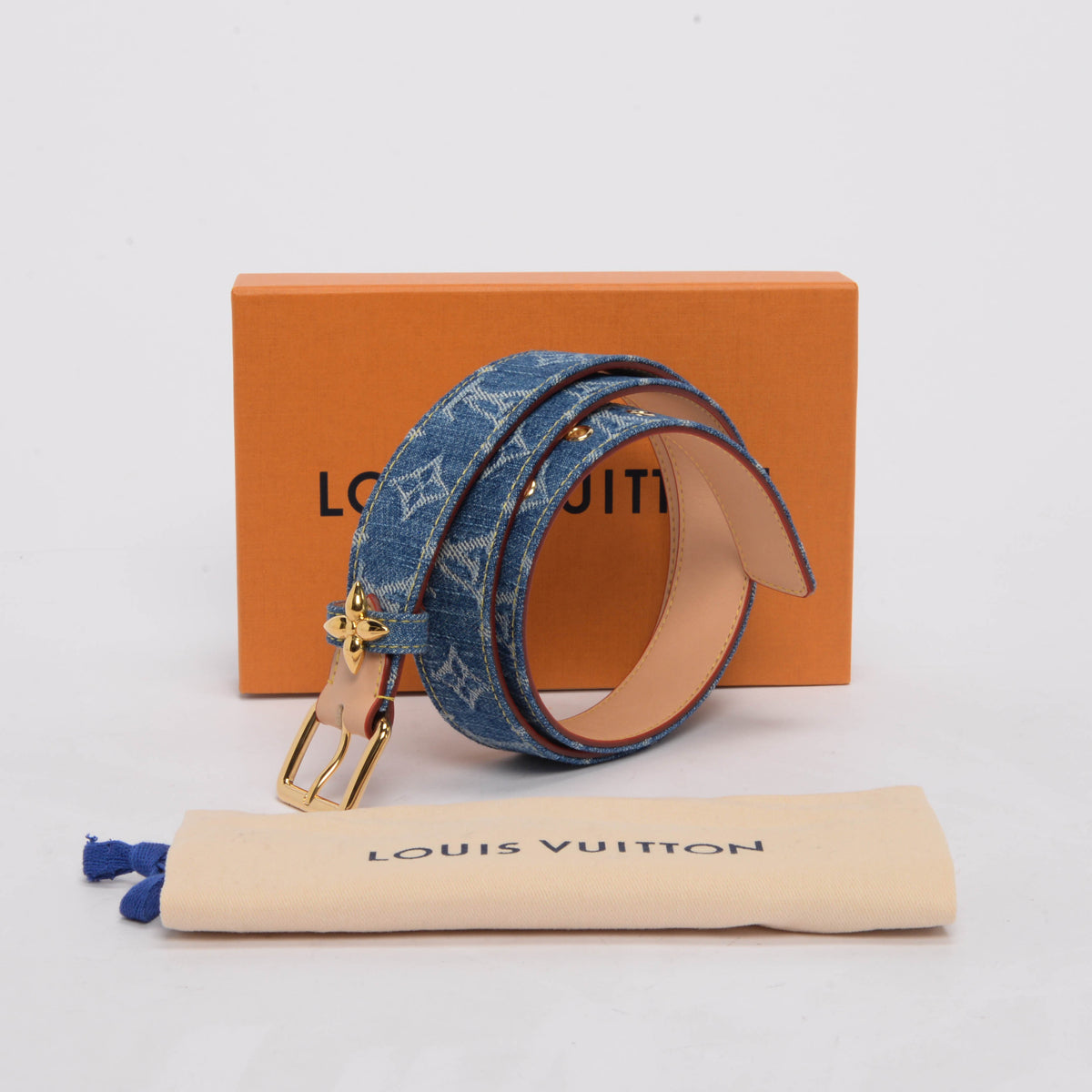 Louis Vuitton Monogram Denim Flowergram Ardillon Belt