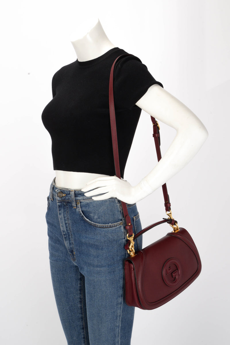Gucci Rosso Ancora Roxy Calfskin Blondie Medium Top Handle Bag