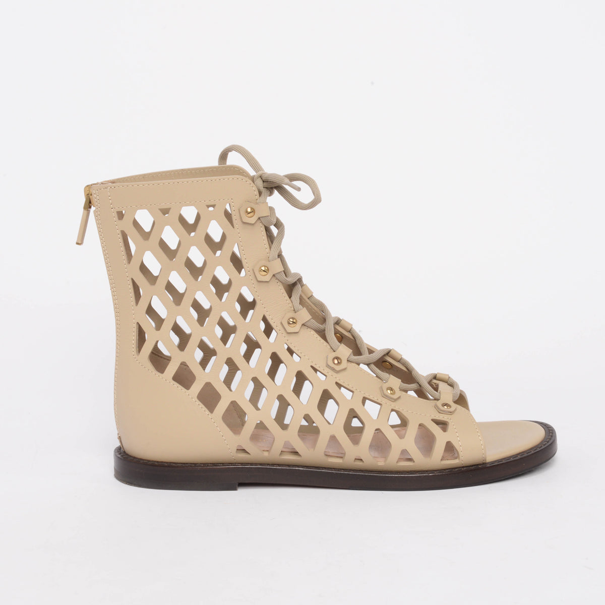 Dior Beige Laser Cut Calfskin D-Trap Boots 40