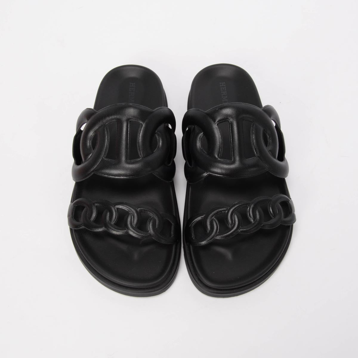 Hermes Black Nappa Leather Extra Sandals 36