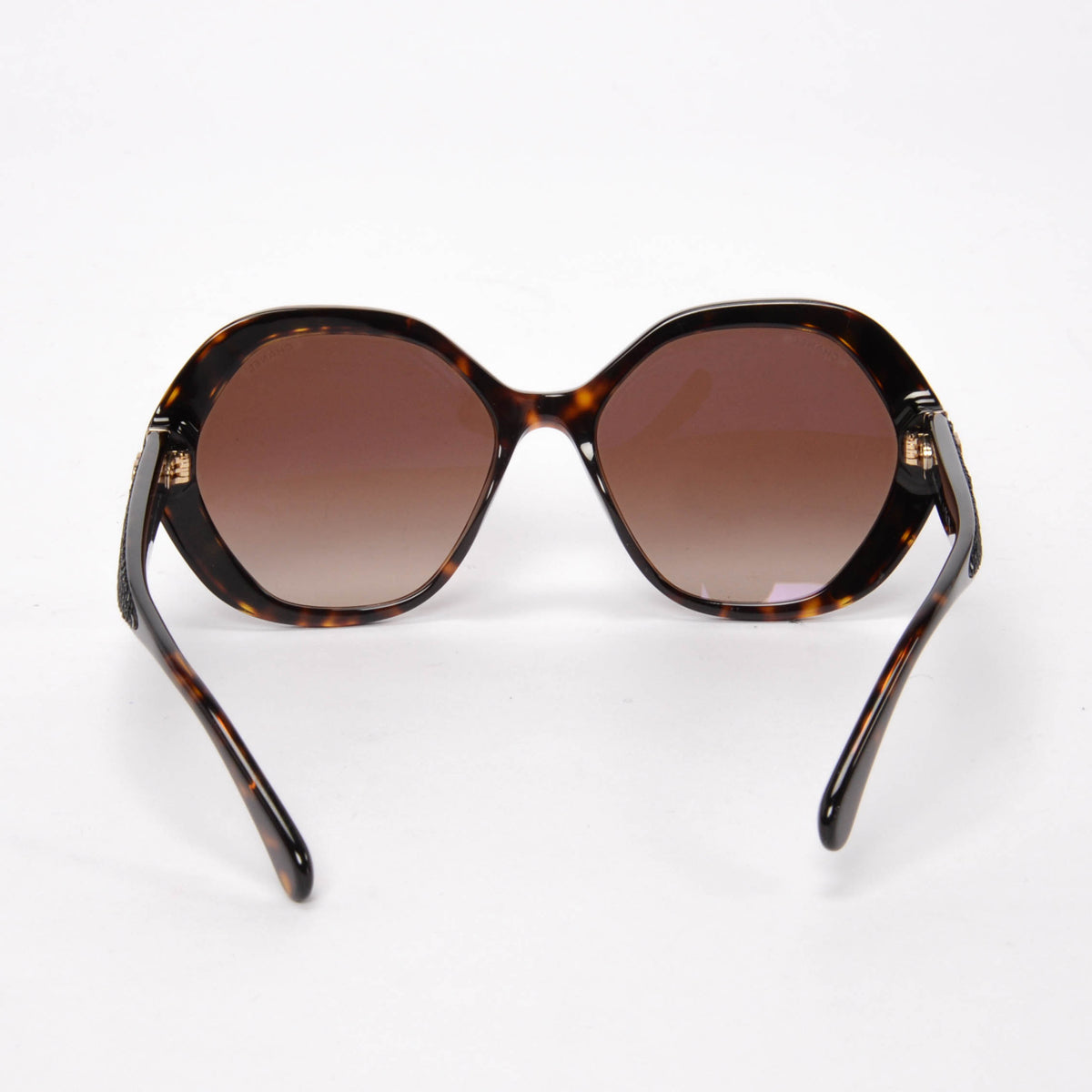Chanel Havana Sequin Trim Round Sunglasses
