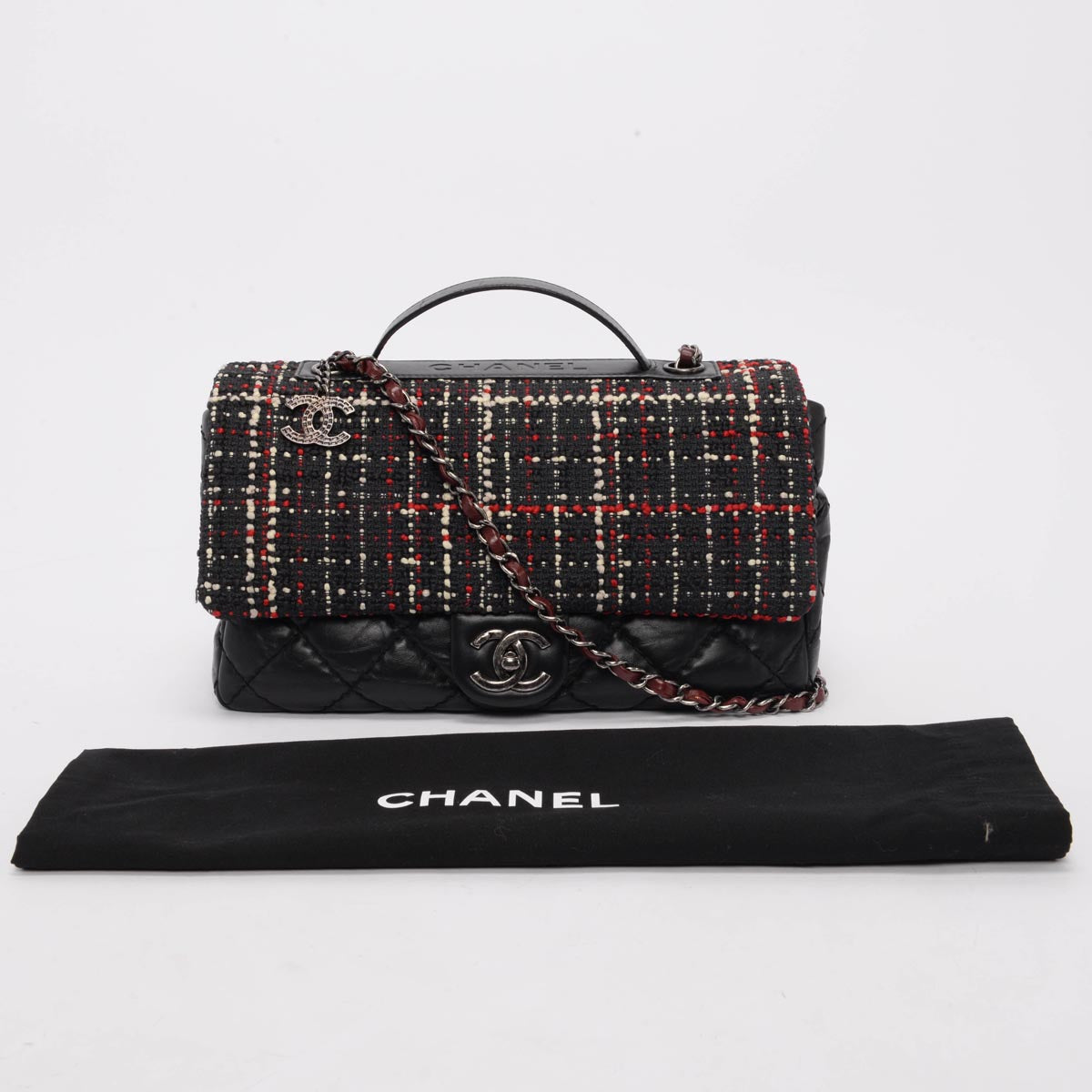 Chanel Calfskin & Tweed Airlines Top Handle Bag