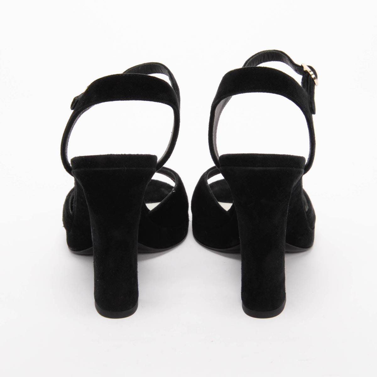 Chanel Black Suede Platform Sandals 37