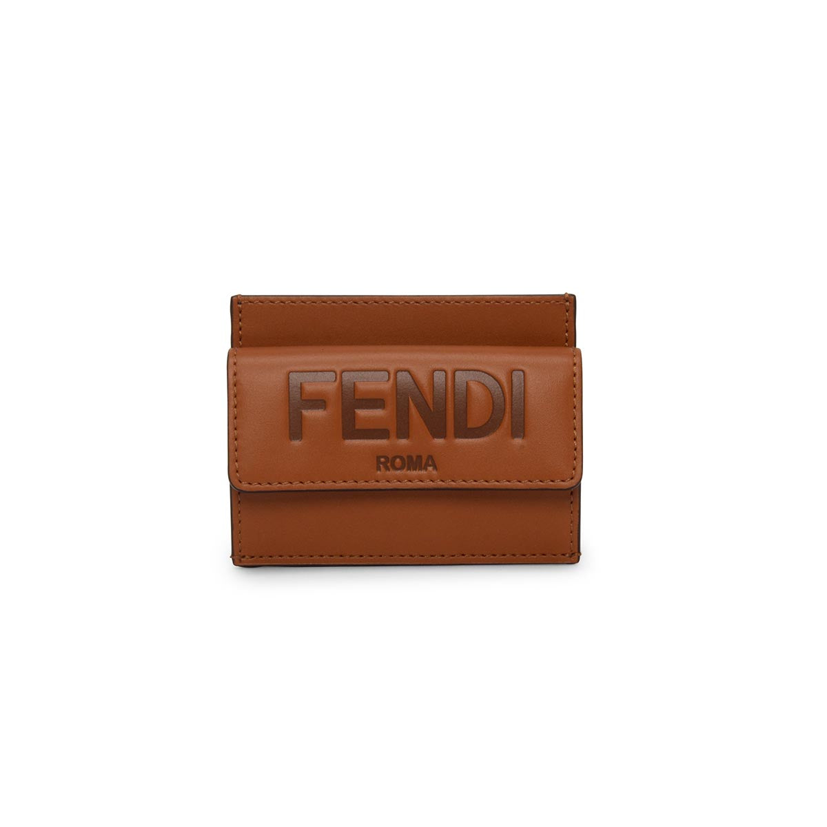 Fendi Brown Calfskin Roma Card Holder