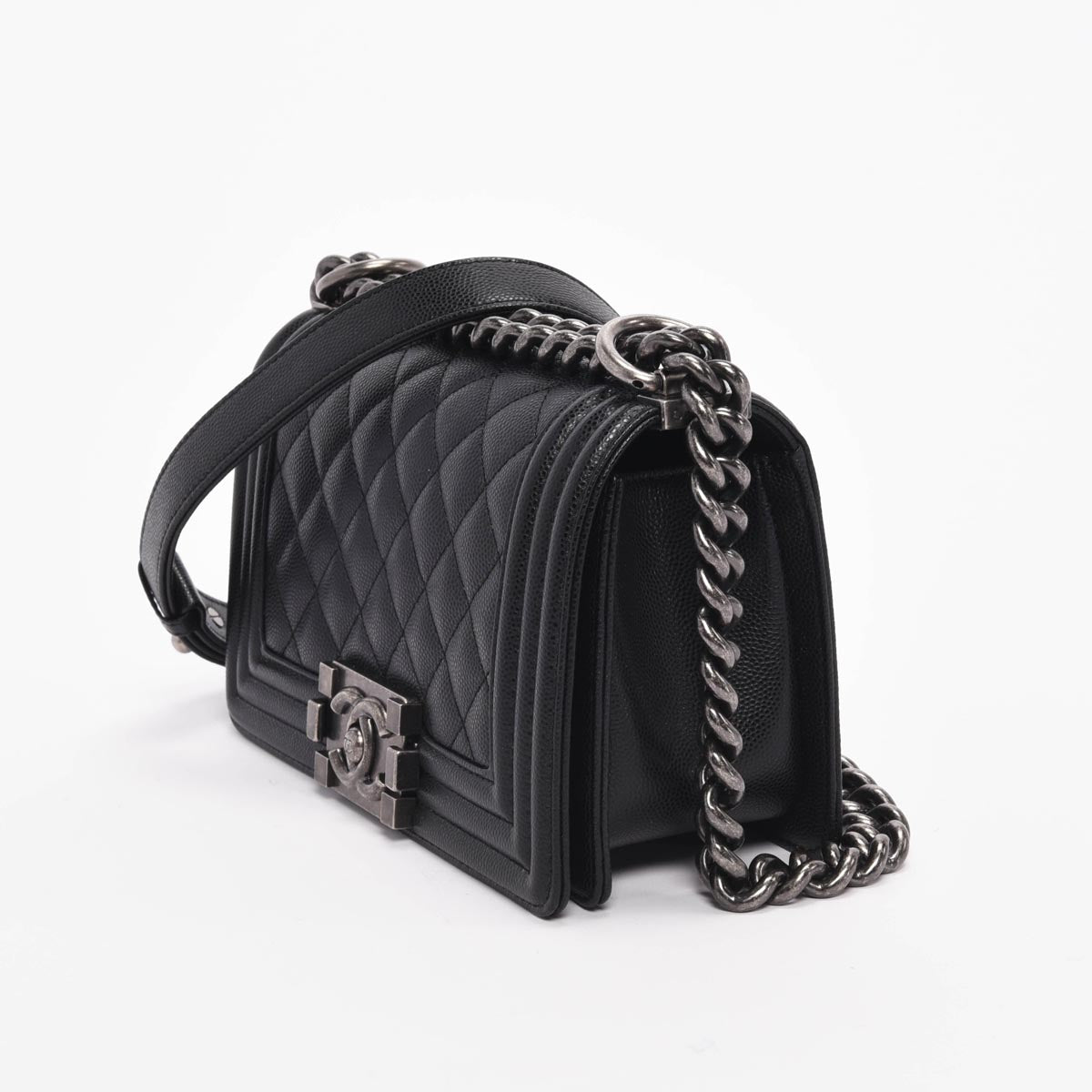 Chanel Black Quilted Caviar Small Boy Bag