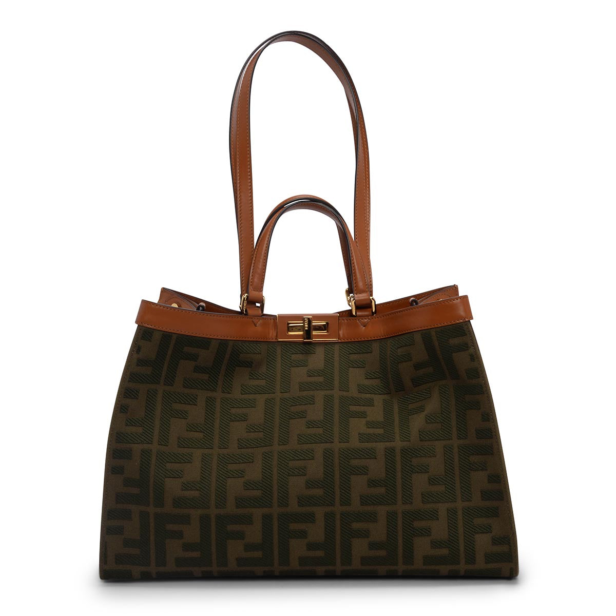 Fendi Khaki Canvas Medium Peekaboo X-Tote