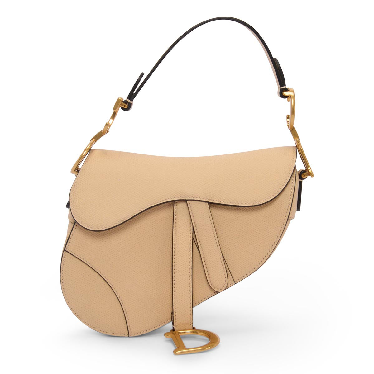 Dior Light Cream Grained Calfskin Mini Saddle Bag