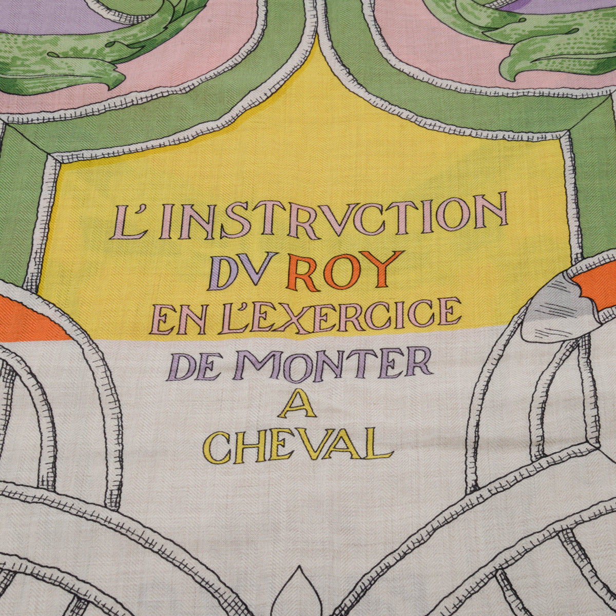 Hermes Brown Cashmere & Silk L'Instruction du Roy Shawl 140