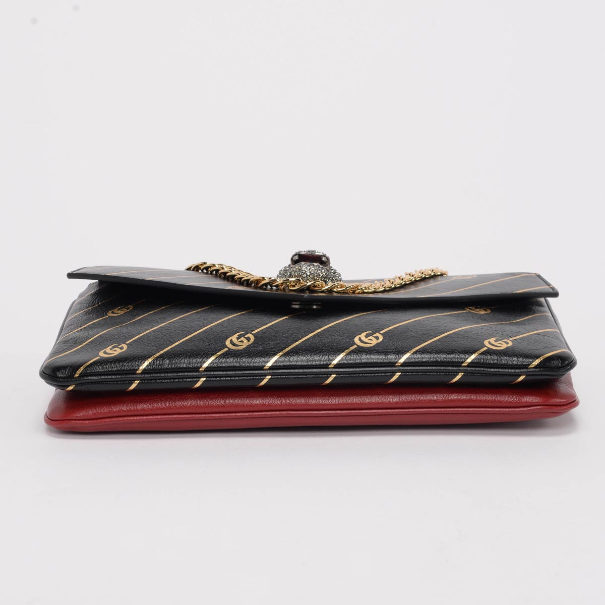 Gucci Black & Red Calfskin Medium Thiara Double Bag