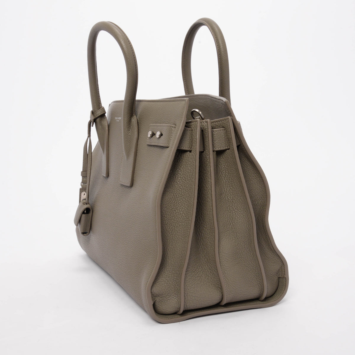 Saint Laurent Light Khaki Grained Calfskin Large Sac de Jour Tote