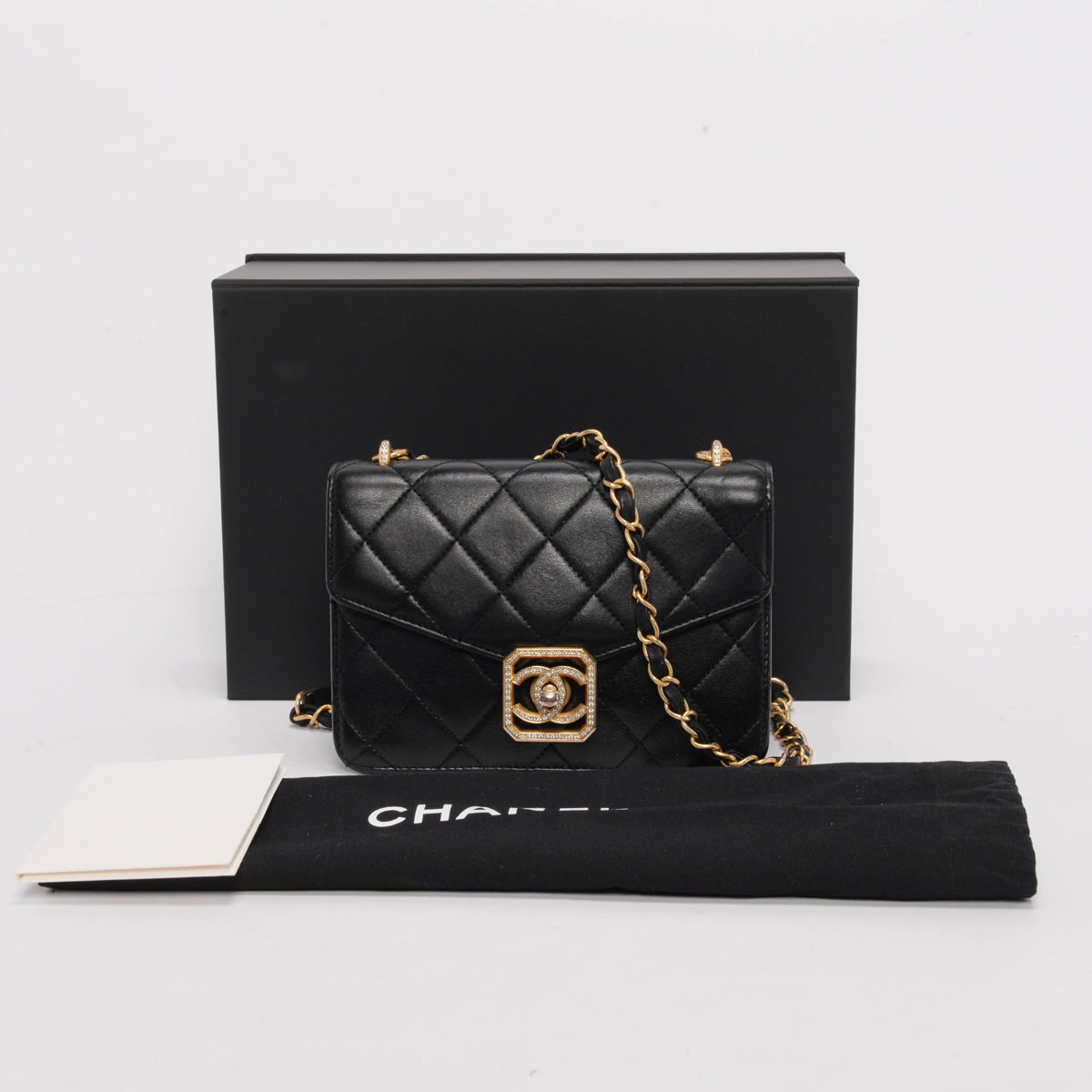 Chanel Black Quilted Lambskin Geometric CC Frame Flap Bag