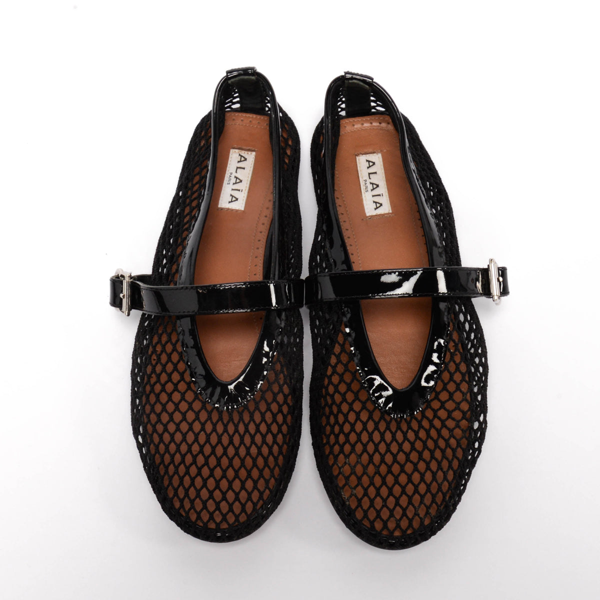 Alaia Black Fishnet Ballet Flats 39