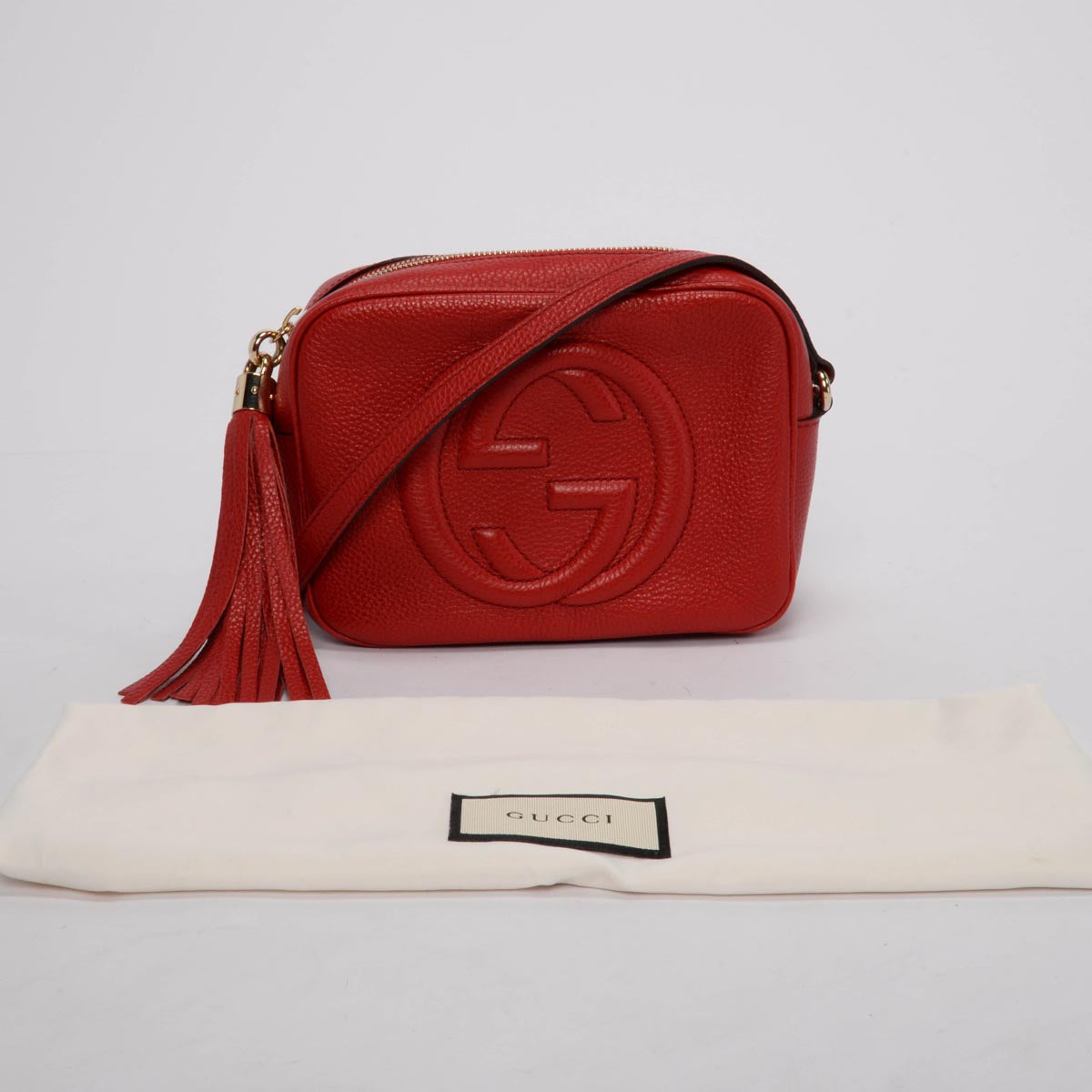 Gucci Red Grained Calfskin Soho Disco Bag