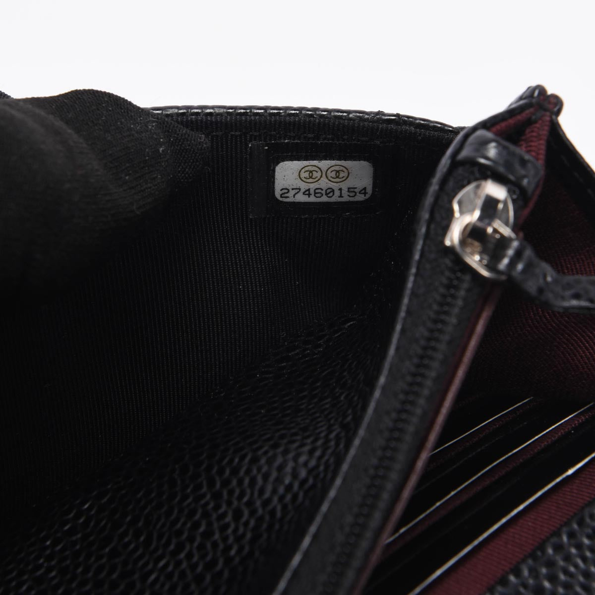 Chanel Black Quilted Caviar Classic Wallet On Chain