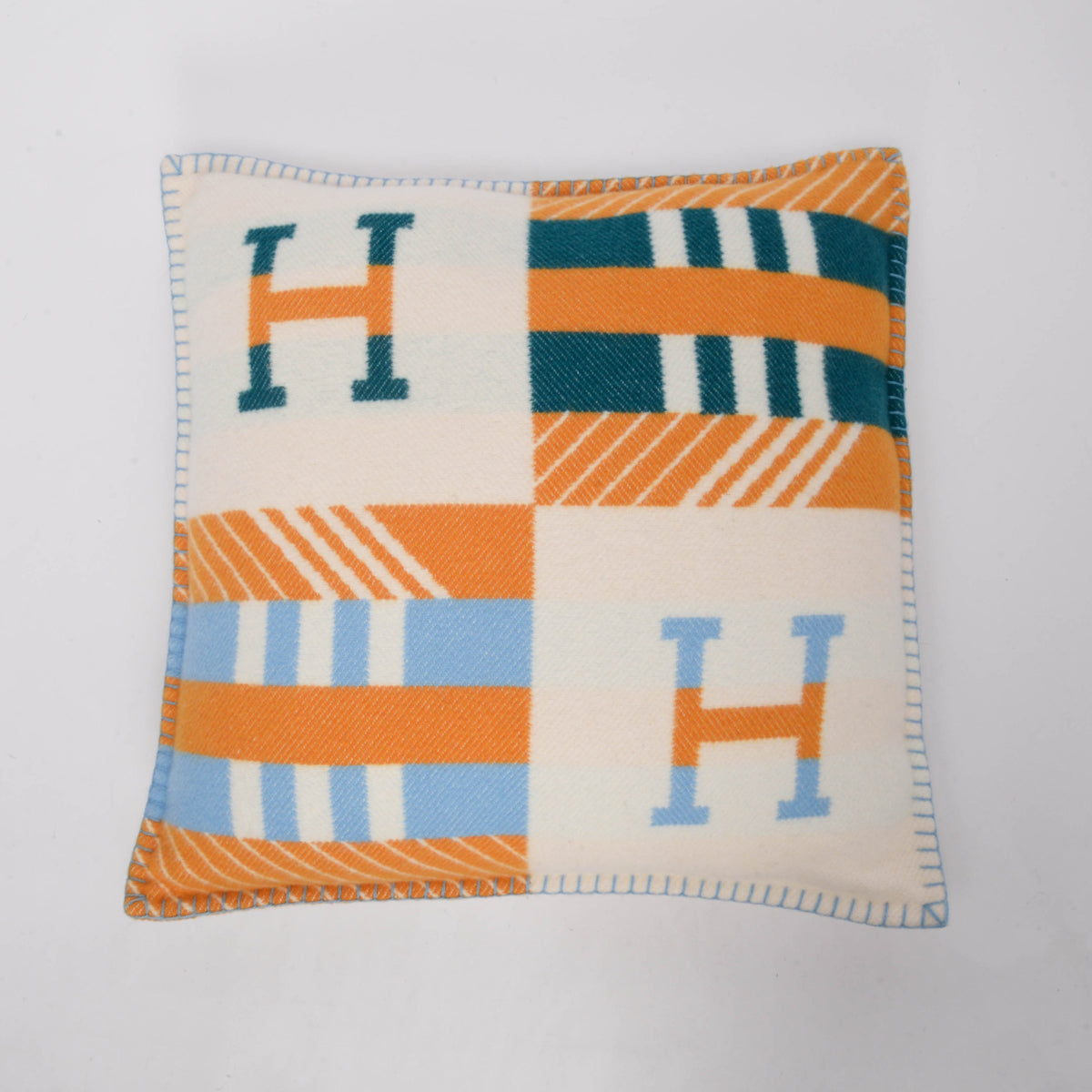 Hermes Citron Ambre Wool Avalon Jump'H Pillow