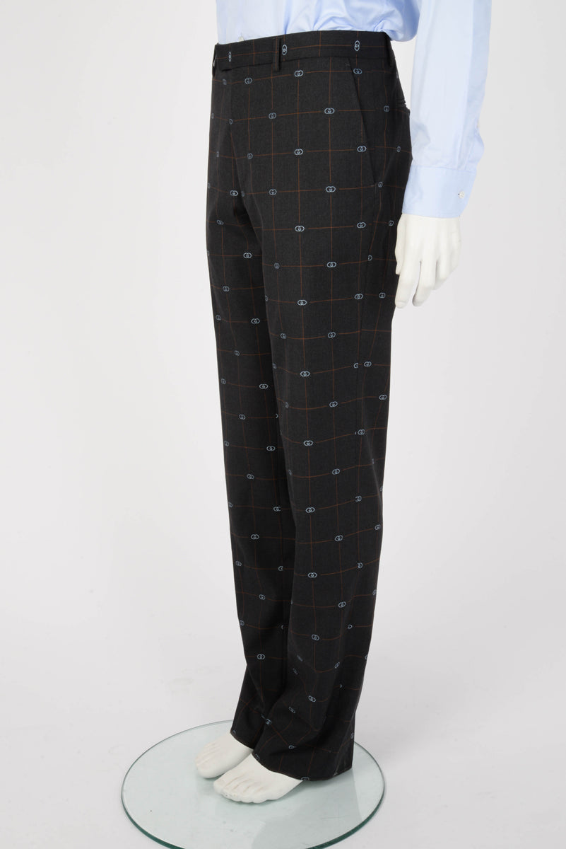 Gucci Charcoal Wool GG Check Straight Fit S.B. Suit IT 50