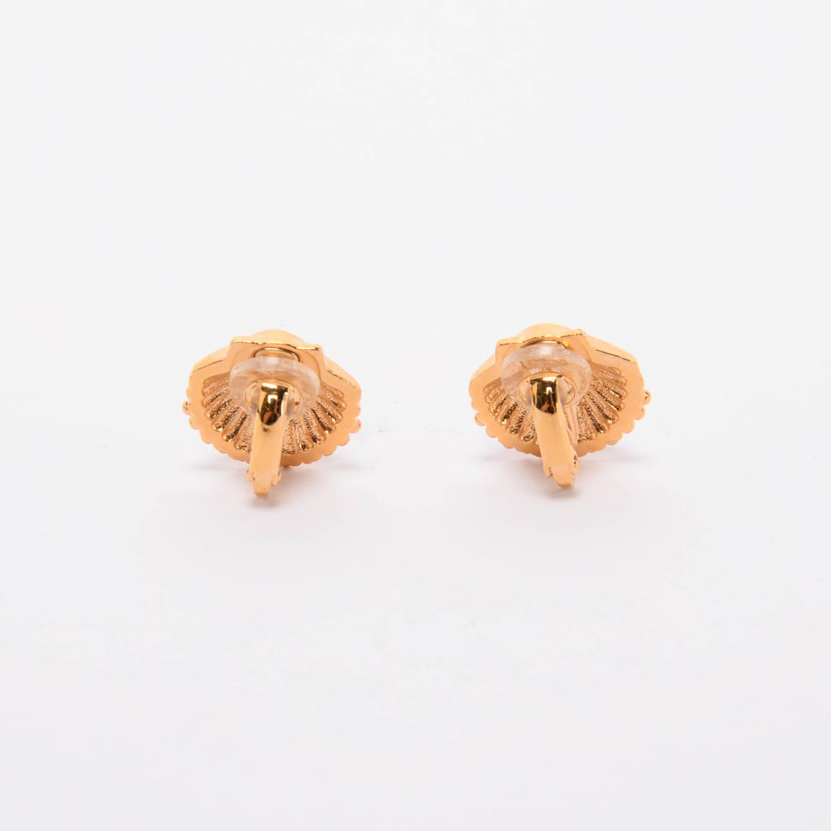 Chanel Gold Crystal CC Shell Clip-On Earrings