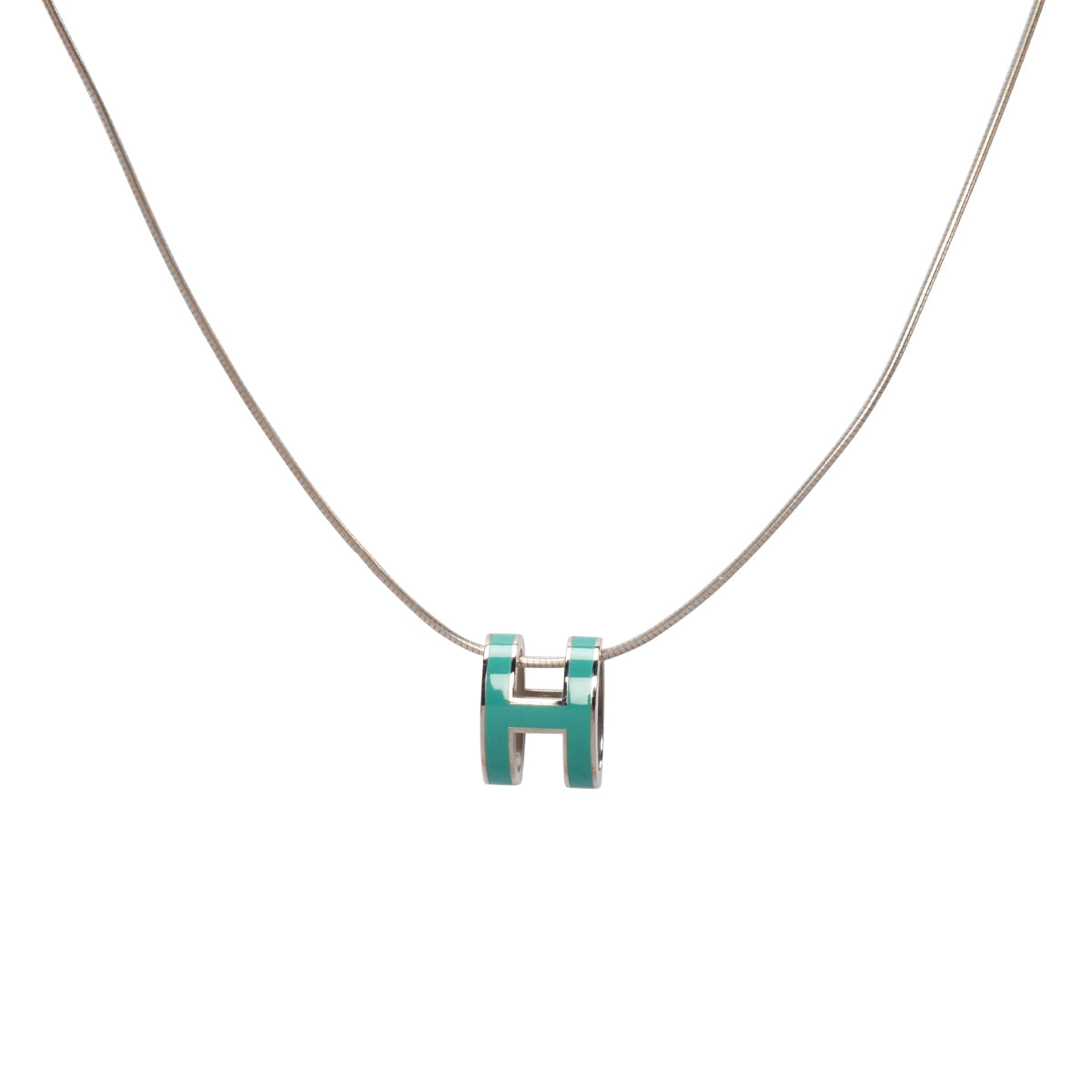 Hermes Vert Jade Palladium Plated Pop H Necklace