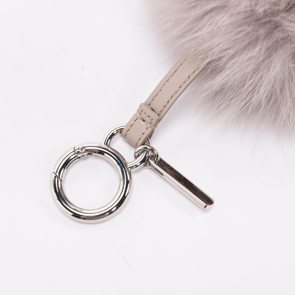 Fendi Light Grey Fox Fur Pom Pom Bag Charm