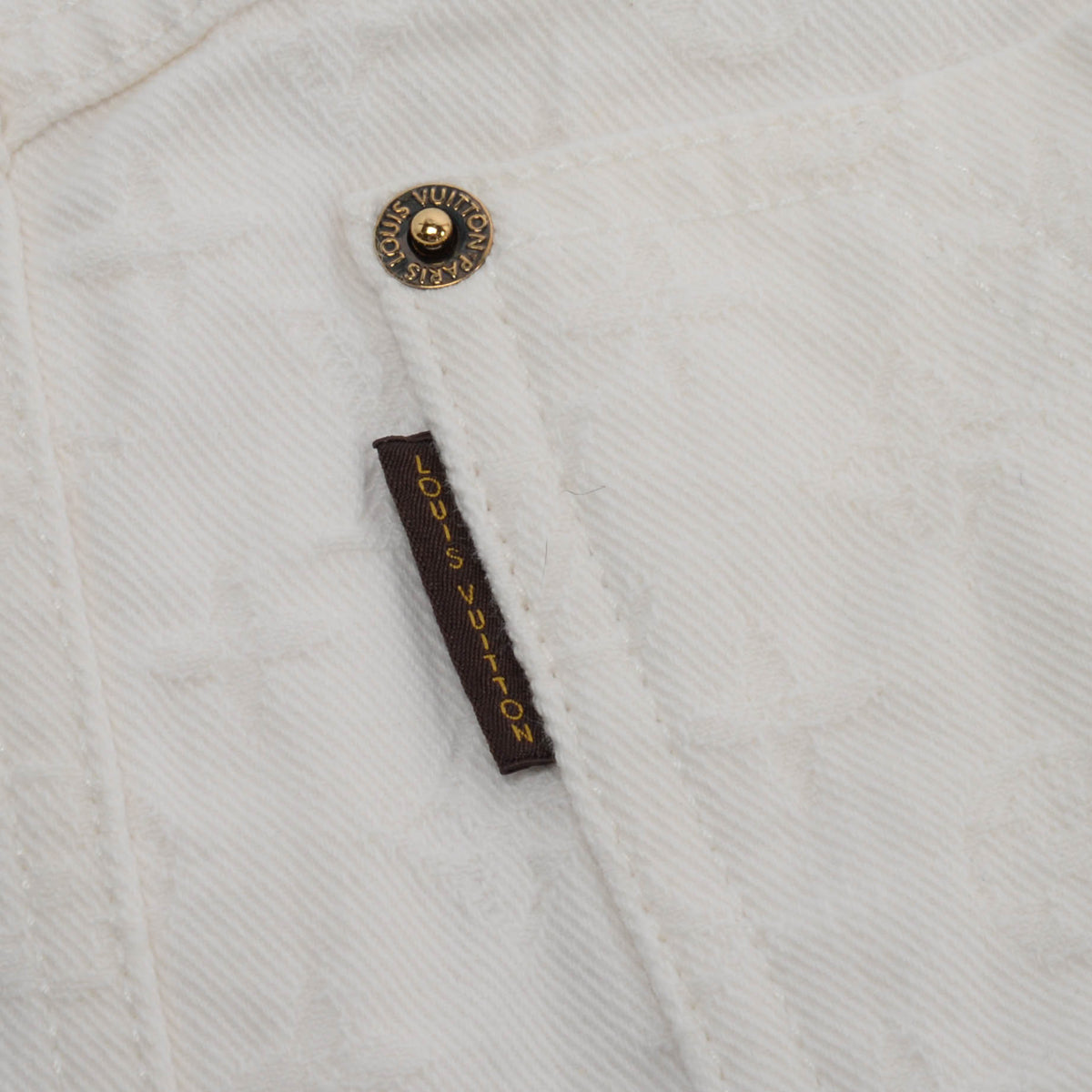 Louis Vuitton White Jacquard Denim Monogram Skirt FR 38