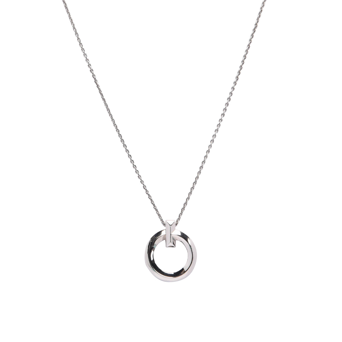 Tiffany & Co 18k White Gold T1 Circle Pendant
