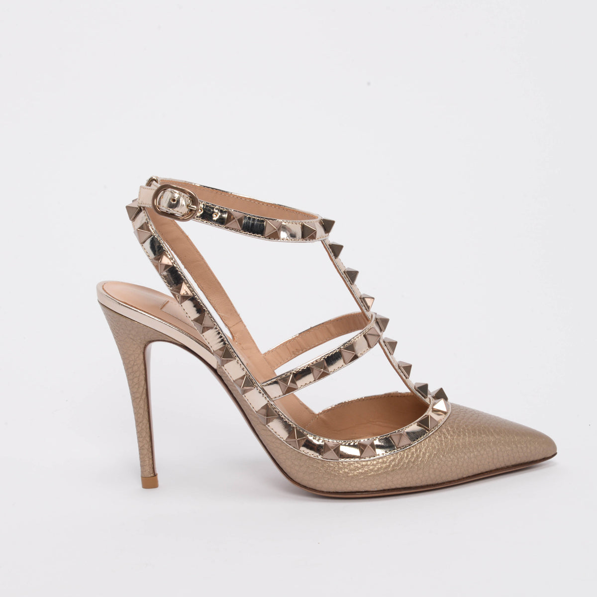 Valentino Bronze Metallic Rockstud Cage Pumps 35.5