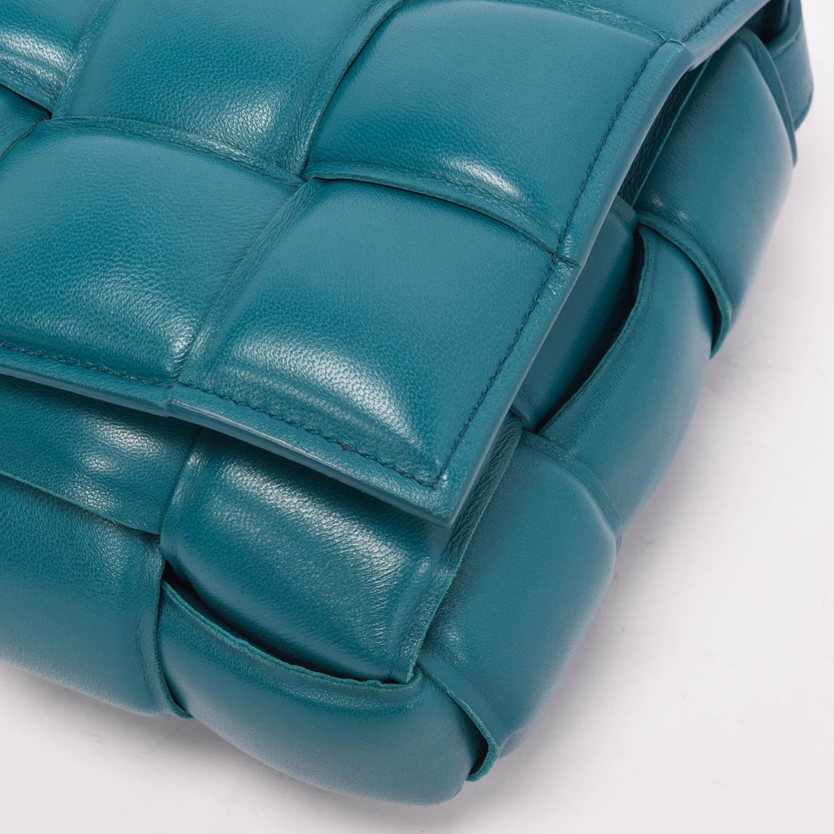 Bottega Veneta Turquoise Intreccio Lambskin Padded Cassette Bag