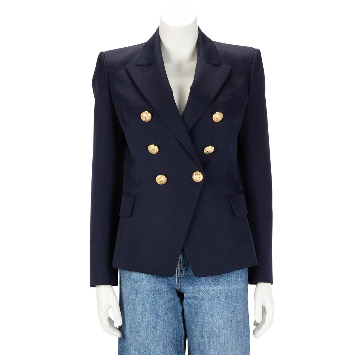 Balmain Navy Wool Classic DB Blazer FR 40