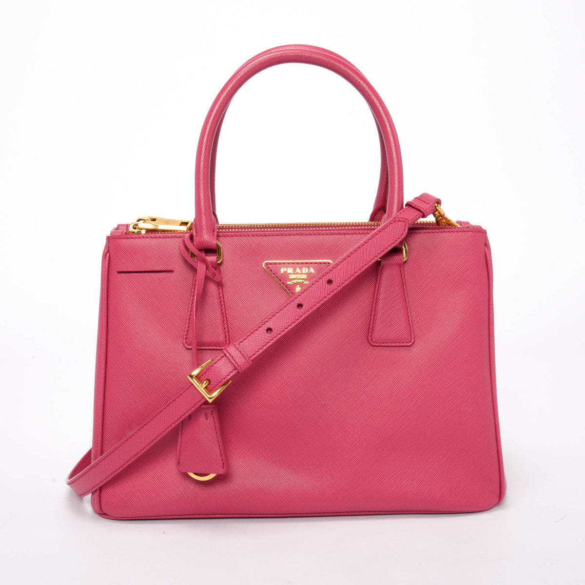 Prada Fuchsia Saffiano Lux Small Galleria Tote