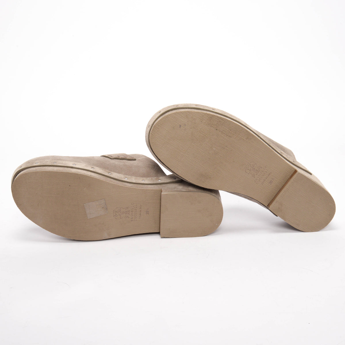 Brunello Cucinelli Grey Suede Monili Beaded Clogs 39.5