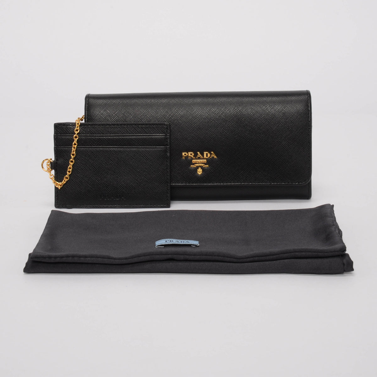 Prada Black Saffiano Leather Continental Wallet
