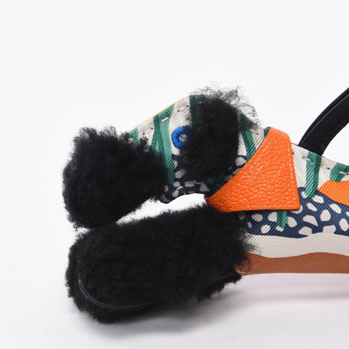 Hermes Black Shearling & Silk Budy Bag Charm