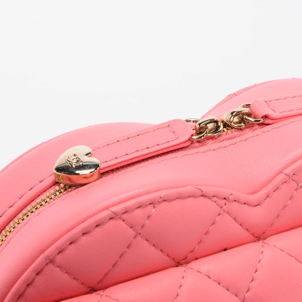 Chanel Pink Quilted Lambskin CC In Love Heart Bag