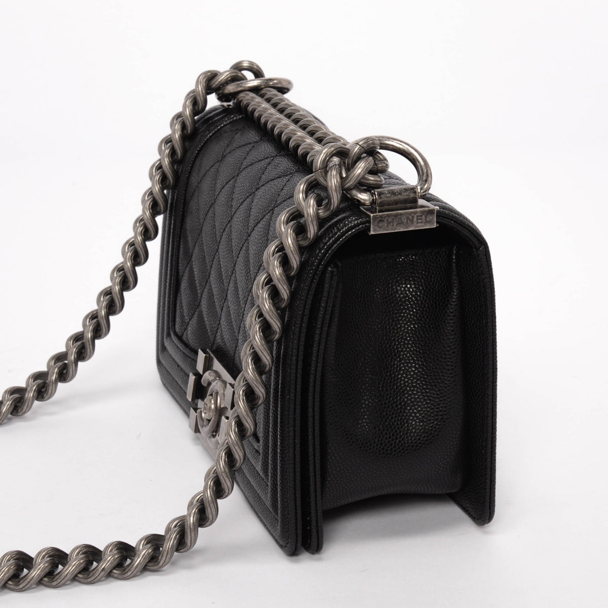 Chanel Black Quilted Caviar Small Boy Shoulder Bag