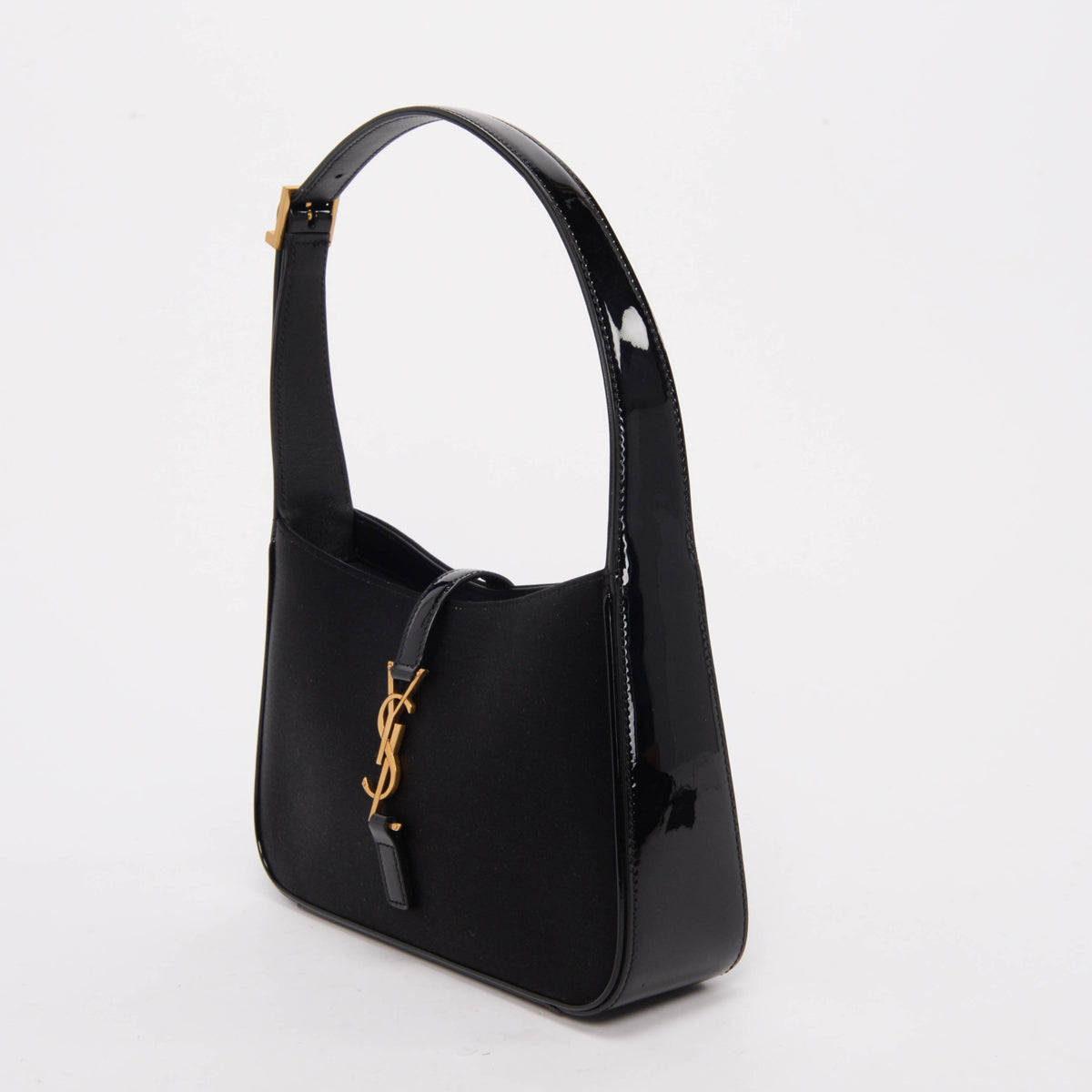 Saint Laurent Black Satin & Patent Le 5 A 7 Bag
