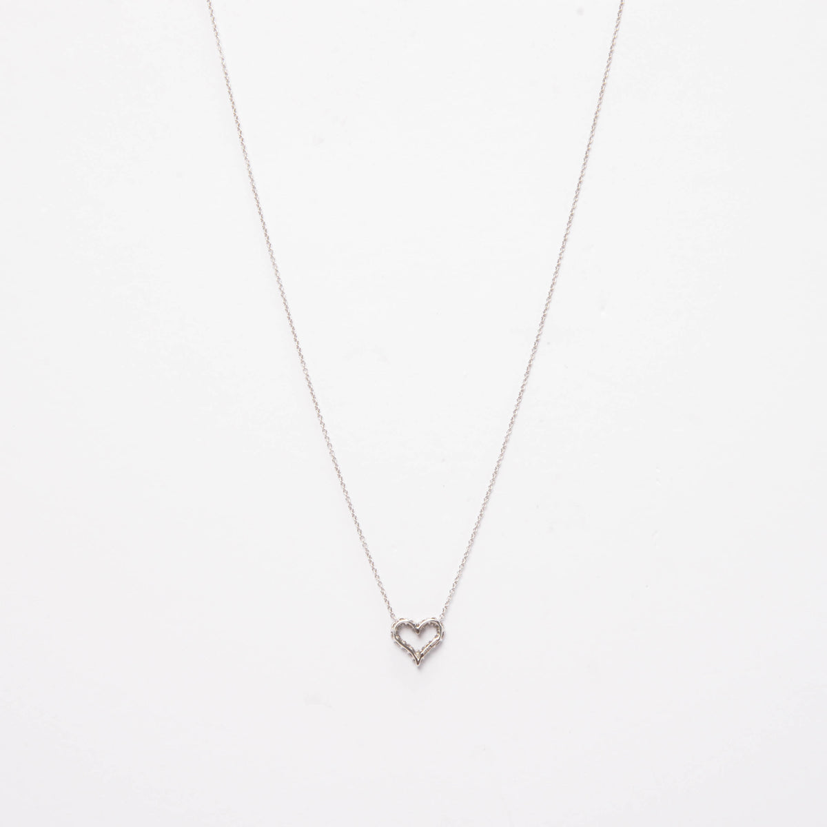 Tiffany & Co 18k White Gold Mini Diamond Heart Pendant