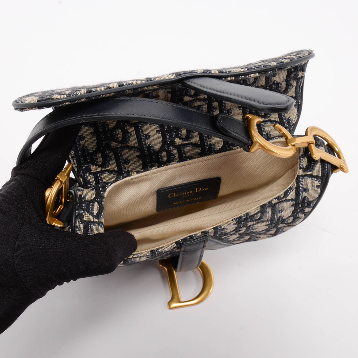 Dior Blue Oblique Canvas Mini Saddle Bag