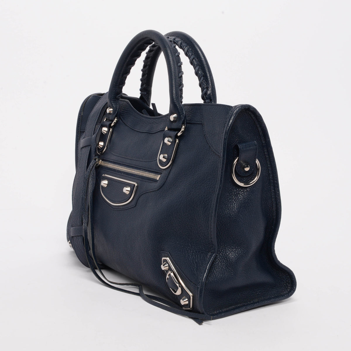 Balenciaga Navy Goatskin Metallic Edge City Bag