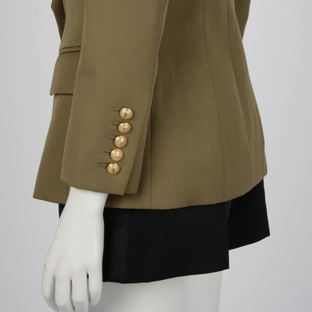 Balmain Olive Wool Twill DB Blazer Jacket FR 38